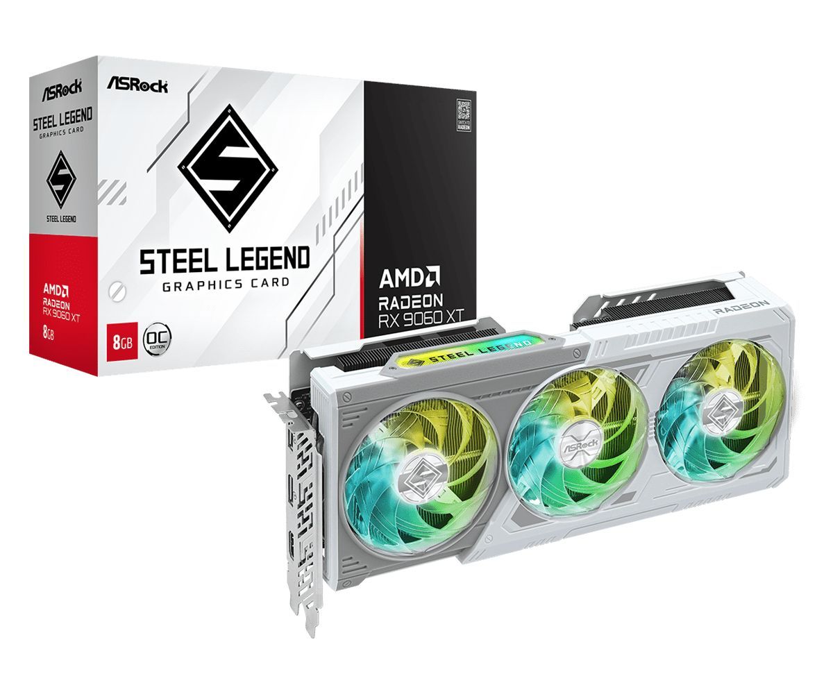 ASRock RX9060 XT Steel Legend 8GB OC ASRock RX9060 XT Steel Legend 8GB OC