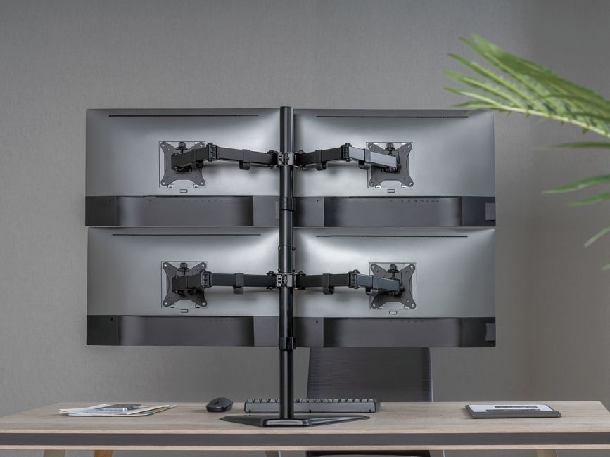 EQuip 17"-32" Articulating Quad Monitor Tabletop Stand Black EQuip 17"-32" Articulating Quad Monitor Tabletop Stand Black