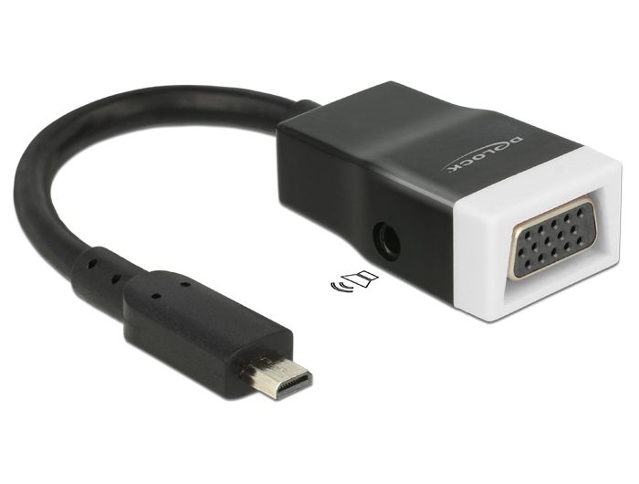 DeLock HDMI-micro D male to VGA female átalakító audió funkcióval DeLock HDMI-micro D male to VGA female átalakító audió funkcióval