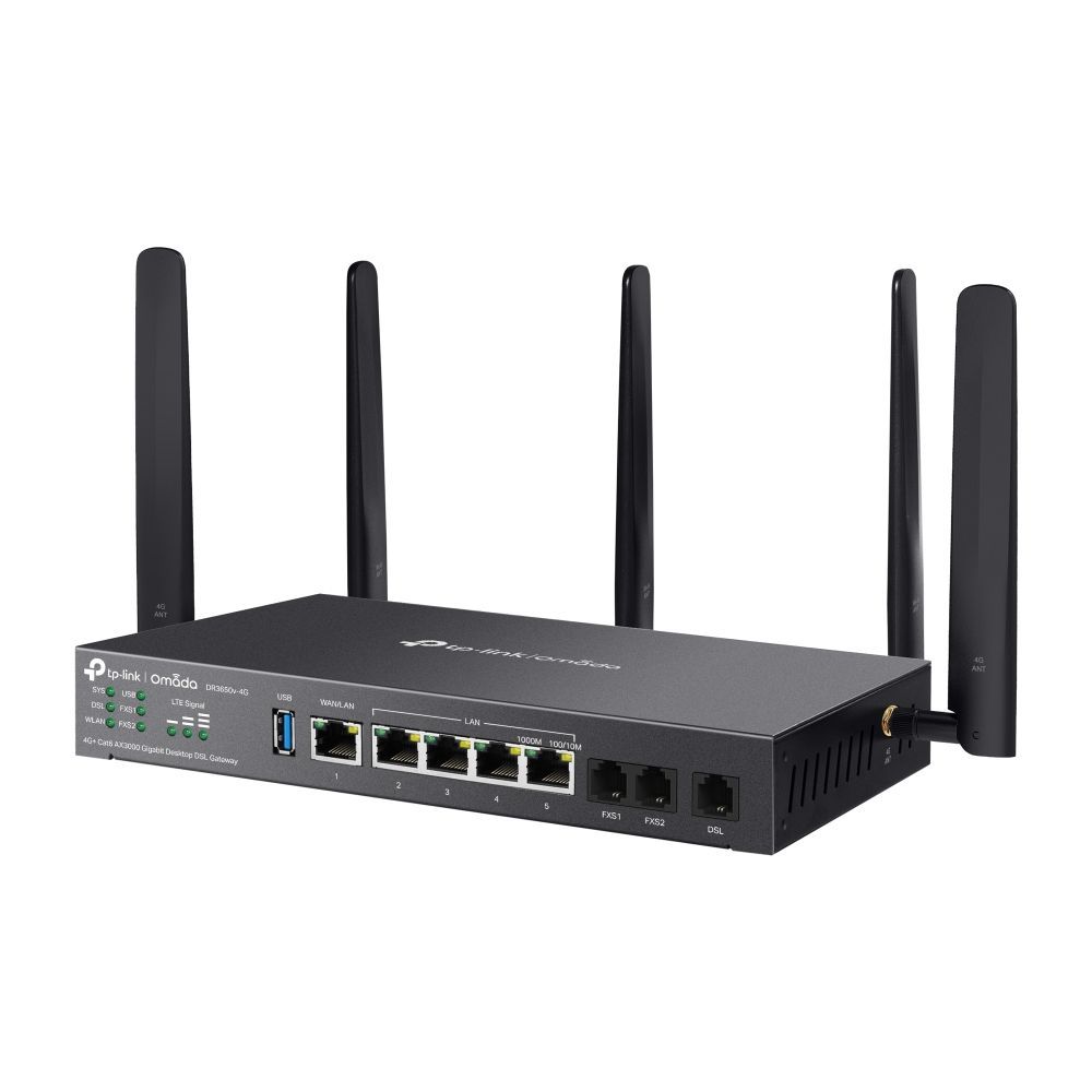 TP-Link DR3650v-4G Omada 4G+ Cat6 AX3000 Wi-Fi 6 Gigabit Desktop DSL Gateway