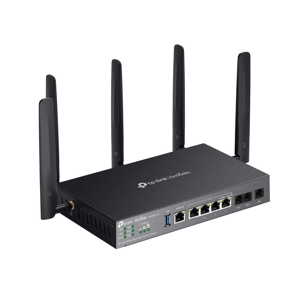 TP-Link DR3650v-4G Omada 4G+ Cat6 AX3000 Wi-Fi 6 Gigabit Desktop DSL Gateway