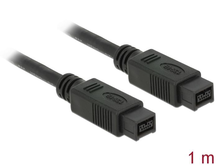 DeLock FireWire 9 pin male > 9 pin male 1m Cable Black DeLock FireWire 9 pin male > 9 pin male 1m Cable Black