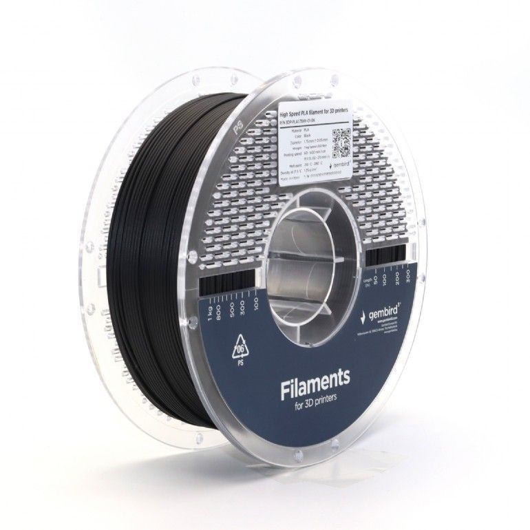 Gembird 3DP-PLA1.75HY-01-BK High Speed PLA filament Black 1,75mm 1kg Gembird 3DP-PLA1.75HY-01-BK High Speed PLA filament Black 1,75mm 1kg