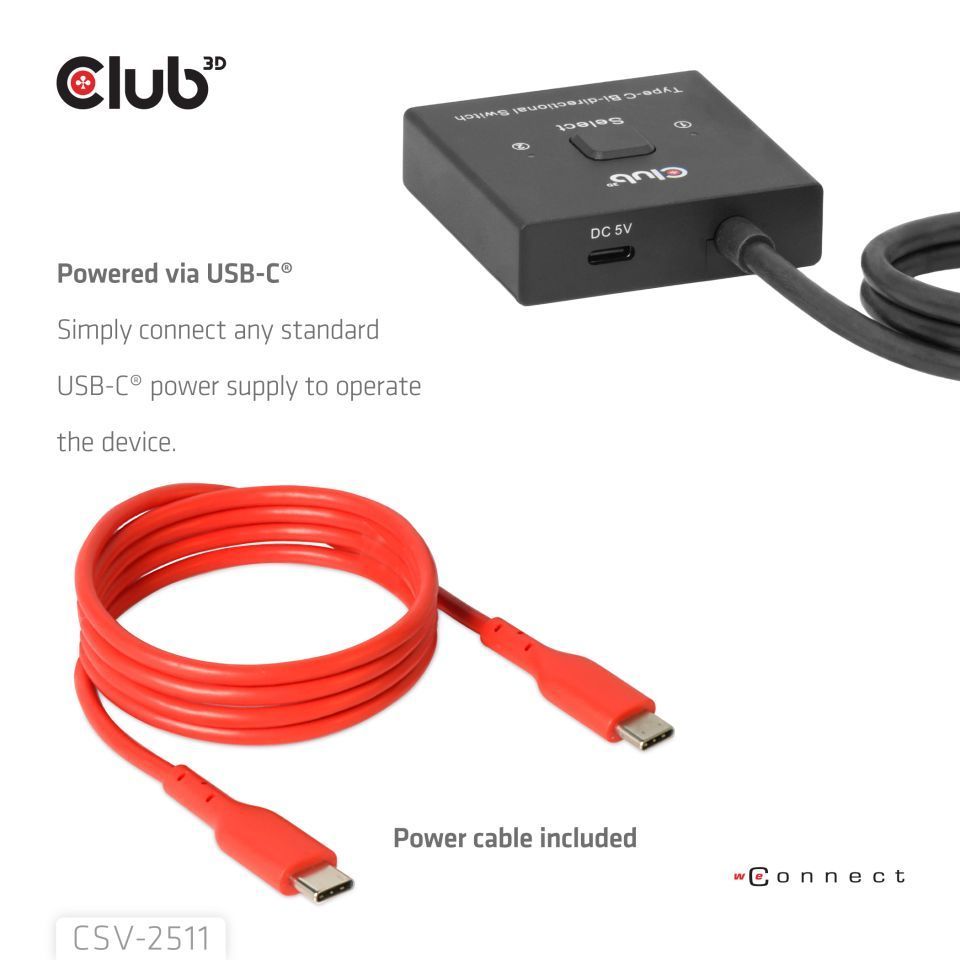 Club3D USB-C Bi-Directional Video + Data + PD Switch Club3D USB-C Bi-Directional Video + Data + PD Switch