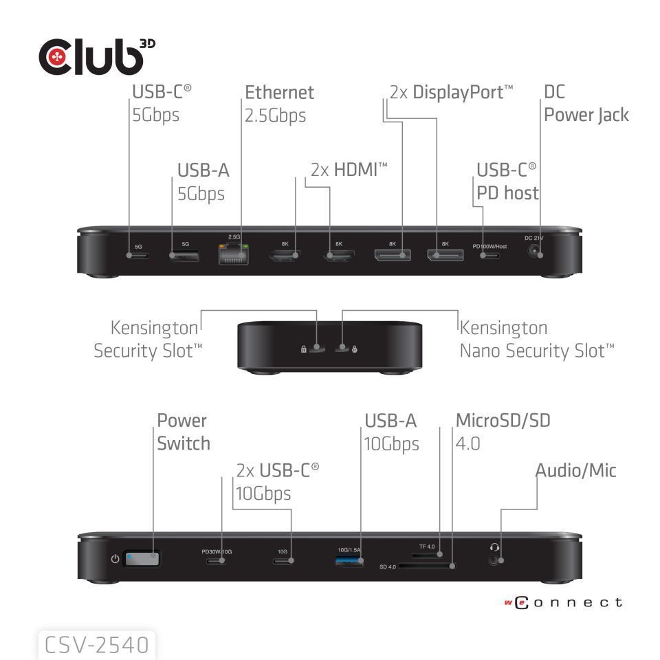 Club3D 14-1 USB-C Quad Display Docking Station Club3D 14-1 USB-C Quad Display Docking Station