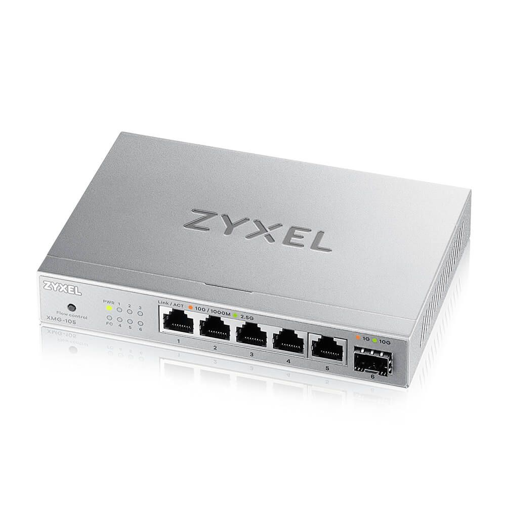 ZyXEL XMG-105 5 Ports 2,5G + 1 SFP+ MultiGig unmanaged Desktop Switch ZyXEL XMG-105 5 Ports 2,5G + 1 SFP+ MultiGig unmanaged Desktop Switch