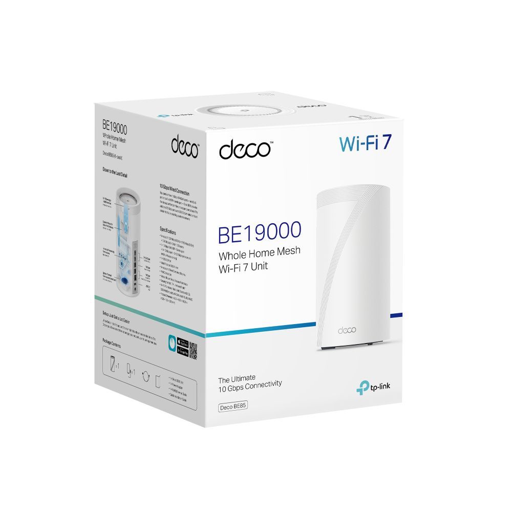 TP-Link Deco BE85 E19000 Tri-Band Whole Home Mesh WiFi 7 System (1 Pack) TP-Link Deco BE85 E19000 Tri-Band Whole Home Mesh WiFi 7 System (1 Pack)