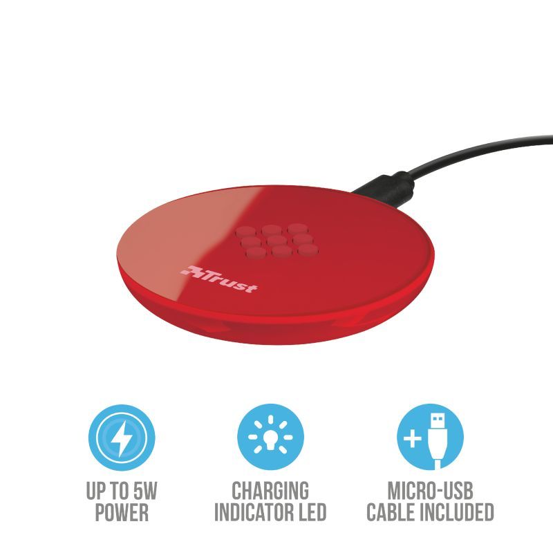 Trust Primo Wireless Charger for Smartphones Red Trust Primo Wireless Charger for Smartphones Red