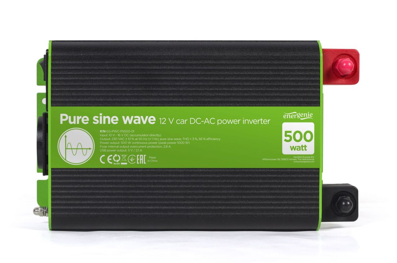 Gembird Energenie 12V Pure sine Wave Car DC-AC Power Inverter 500W Gembird Energenie 12V Pure sine Wave Car DC-AC Power Inverter 500W