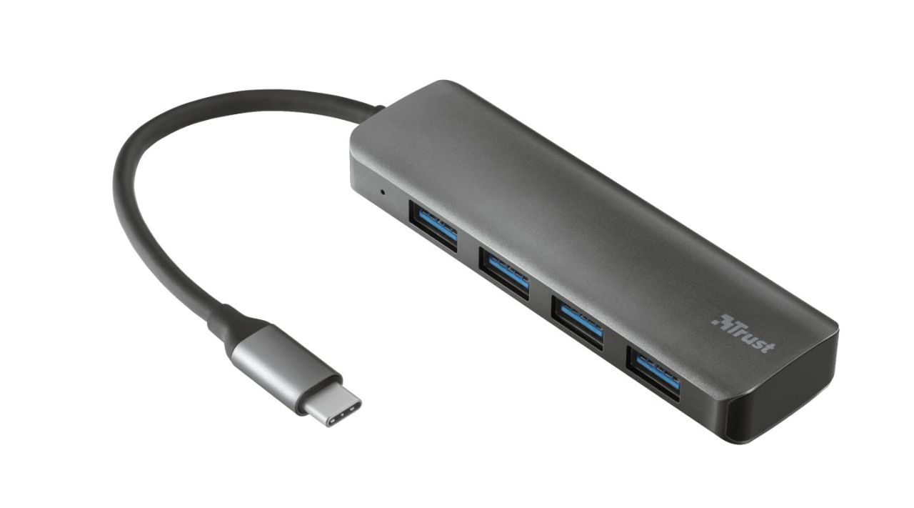 Trust Halyx Aluminium USB-C to 4-Port USB-A 3.2 Hub Black