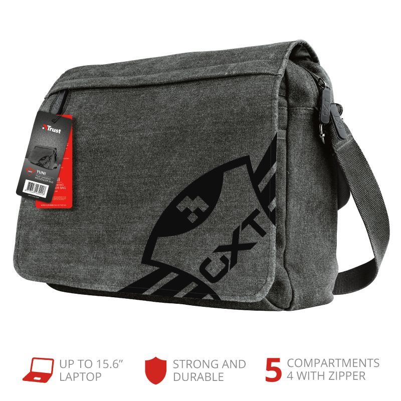 Trust GXT 1260 Yuni Gaming Messenger Bag 15,6" Grey Trust GXT 1260 Yuni Gaming Messenger Bag 15,6" Grey