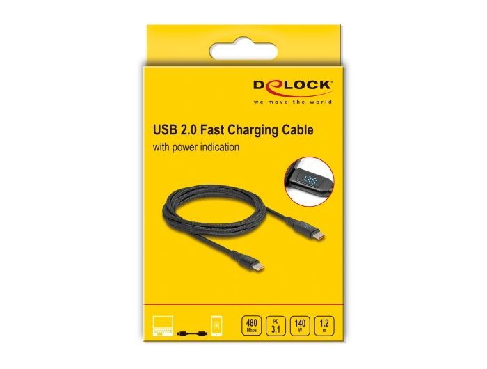 DeLock USB-C to USB-C male/male cable 1,2m Black DeLock USB-C to USB-C male/male cable 1,2m Black