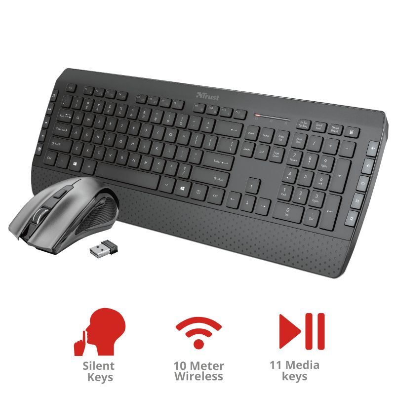 Trust Tecla-2 Wireless Keyboard + Mouse Black HU