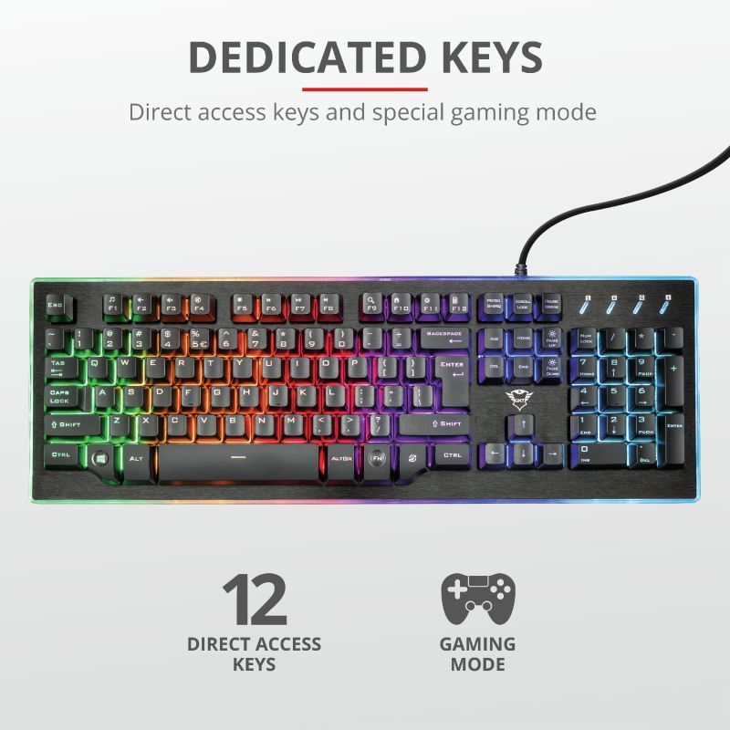 Trust GXT 860 Thura Semi-mechanical Keyboard Black UK