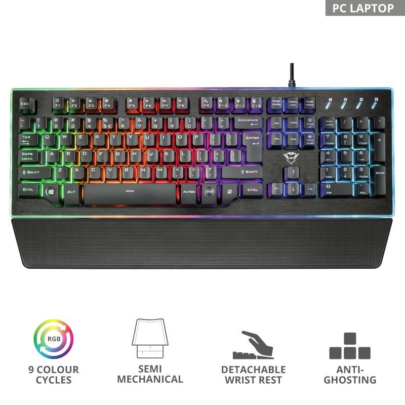 Trust GXT 860 Thura Semi-mechanical Keyboard Black UK
