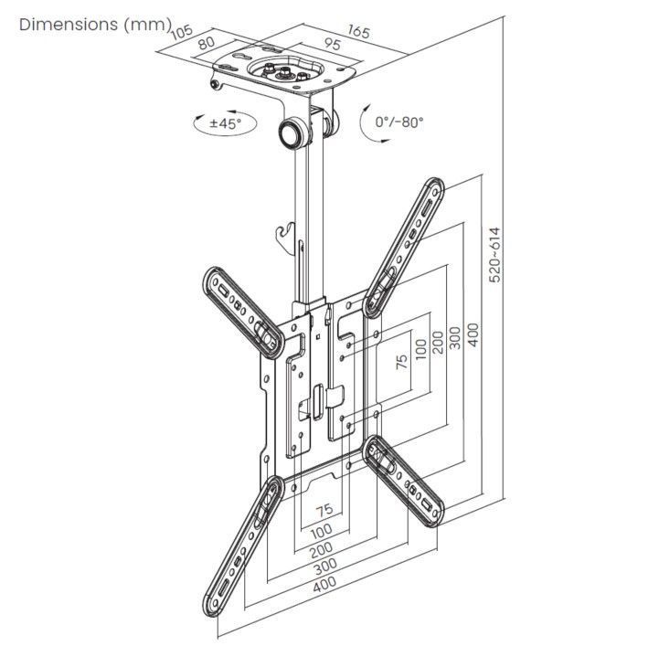 EQuip 23"-55" Ceiling Mount TV Bracket Black