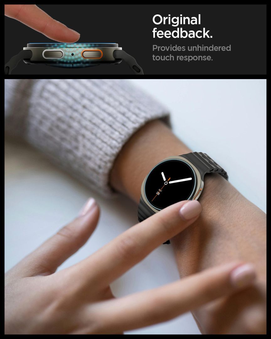 Spigen Glass tR EZ Fit for Galaxy Watch 8 (44mm) 2 Pack