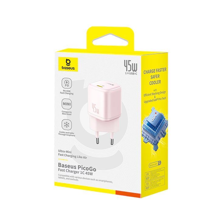 Baseus PicoGo 45W Wall Charger Pink Baseus PicoGo 45W Wall Charger Pink