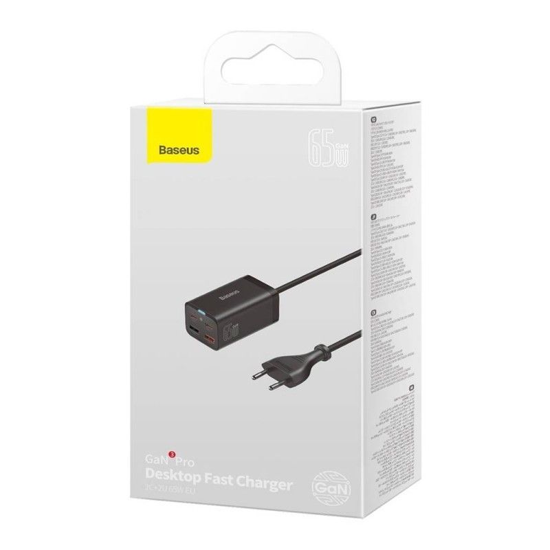 Baseus GaN3 Pro gyorstöltő 2xUSB-C 2xUSB 65W Black Baseus GaN3 Pro gyorstöltő 2xUSB-C 2xUSB 65W Black