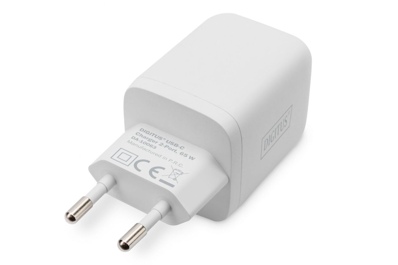 Digitus DA-10063 USB-C Charger 2-port, 65W GaN White Digitus DA-10063 USB-C Charger 2-port, 65W GaN White