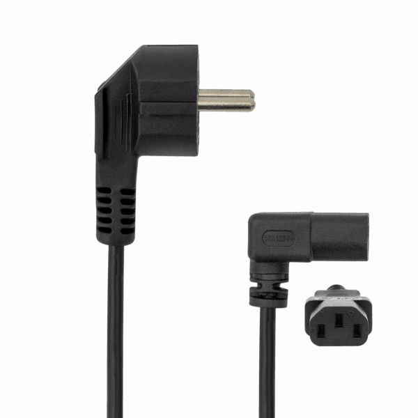 SBOX C-13 Schuko Power cable Angled 90° 2m Black SBOX C-13 Schuko Power cable Angled 90° 2m Black