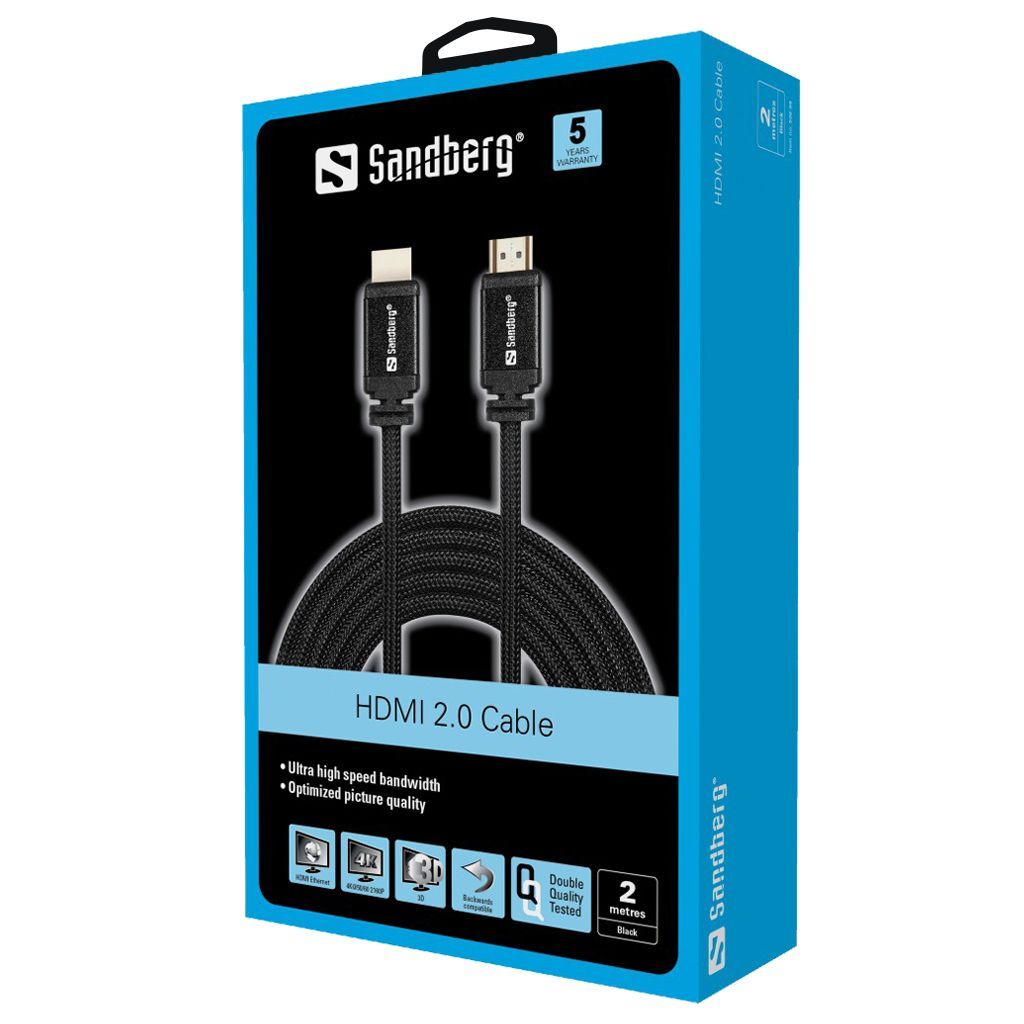 Sandberg HDMI 2.0 19M-19M 2m Black Sandberg HDMI 2.0 19M-19M 2m Black