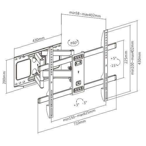 Gembird Full-motion TV wall mount 37" - 80'''' Black Gembird Full-motion TV wall mount 37" - 80'''' Black