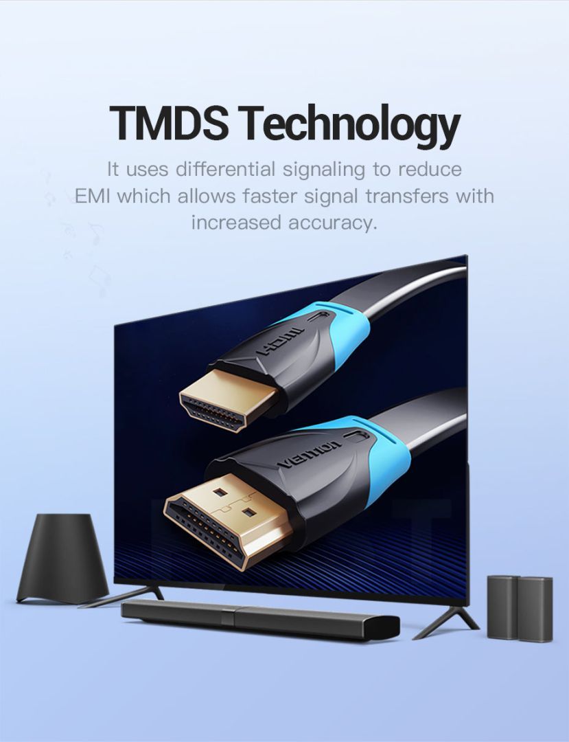 Vention Vention Flat HDMI cable 5m Black Vention Vention Flat HDMI cable 5m Black