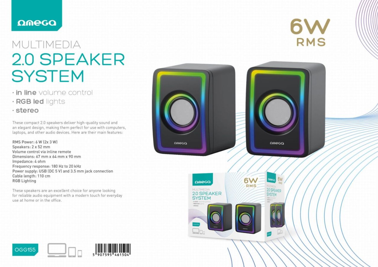 Platinet Omega OGG155 RGB Bluetooth Speaker Black Platinet Omega OGG155 RGB Bluetooth Speaker Black