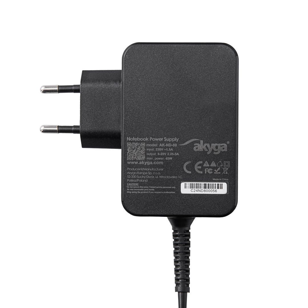 Akyga AK-ND-81 5-20V / 3-3.25A 65W USB-C Power Delivery 3.0 GaN cable 1,8m Black Akyga AK-ND-81 5-20V / 3-3.25A 65W USB-C Power Delivery 3.0 GaN cable 1,8m Black