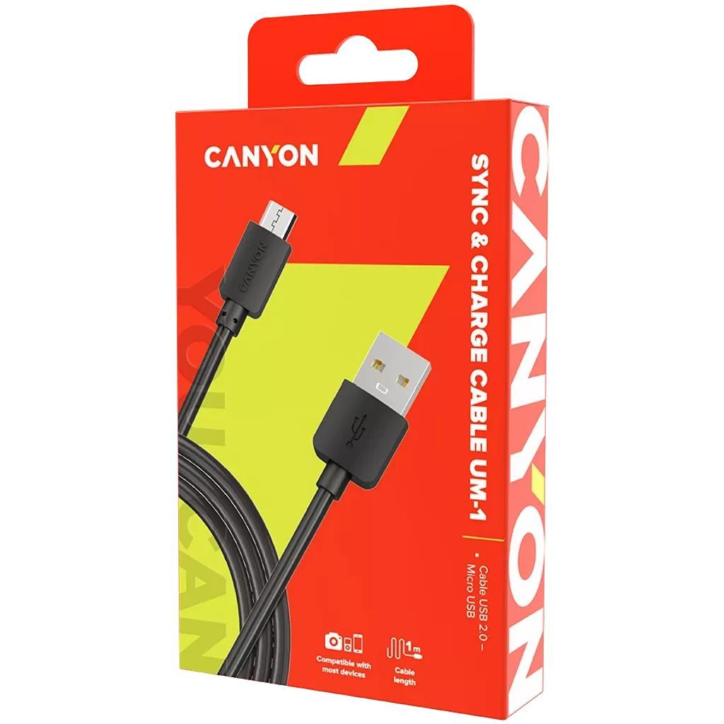 Canyon UM-1 Simple Sync&Charge Cable Micro USB - USB 2.0 1m Black Canyon UM-1 Simple Sync&Charge Cable Micro USB - USB 2.0 1m Black