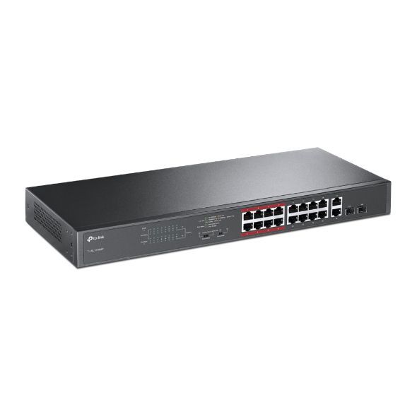 TP-Link TL-SL1218MP 16-Port 10/100Mbps + 2-Port Gigabit Unmanaged PoE Switch TP-Link TL-SL1218MP 16-Port 10/100Mbps + 2-Port Gigabit Unmanaged PoE Switch