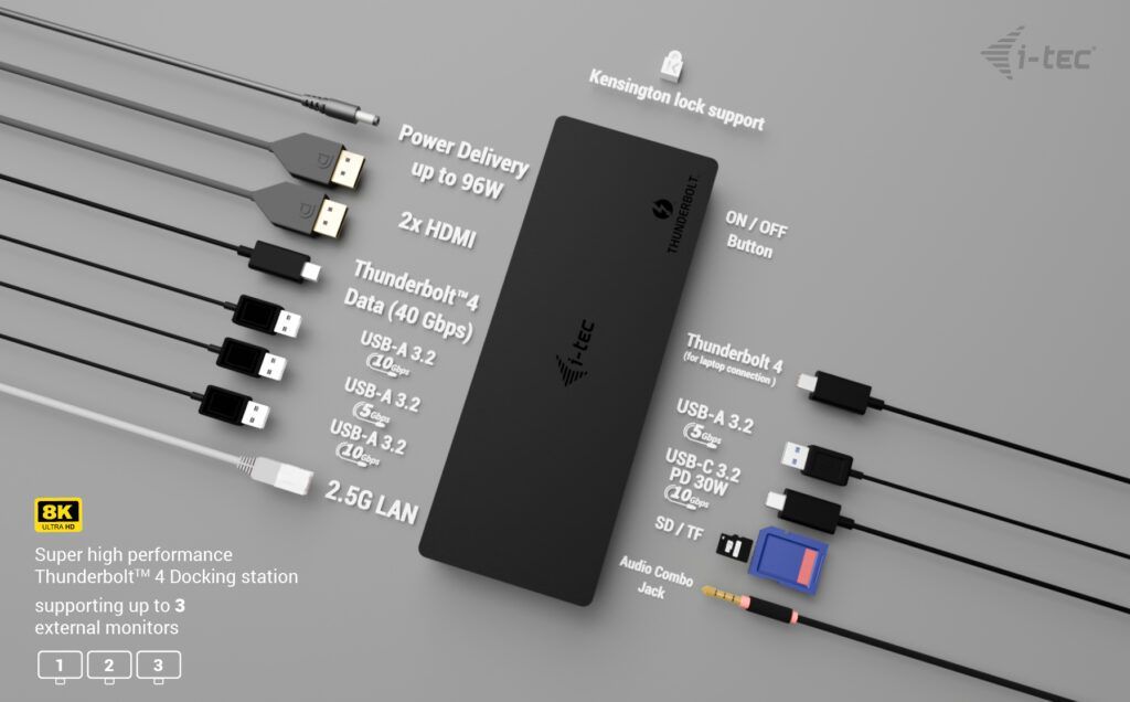 I-TEC Thunderbolt4 Triple Display Docking Station + Power Delivery 96W I-TEC Thunderbolt4 Triple Display Docking Station + Power Delivery 96W