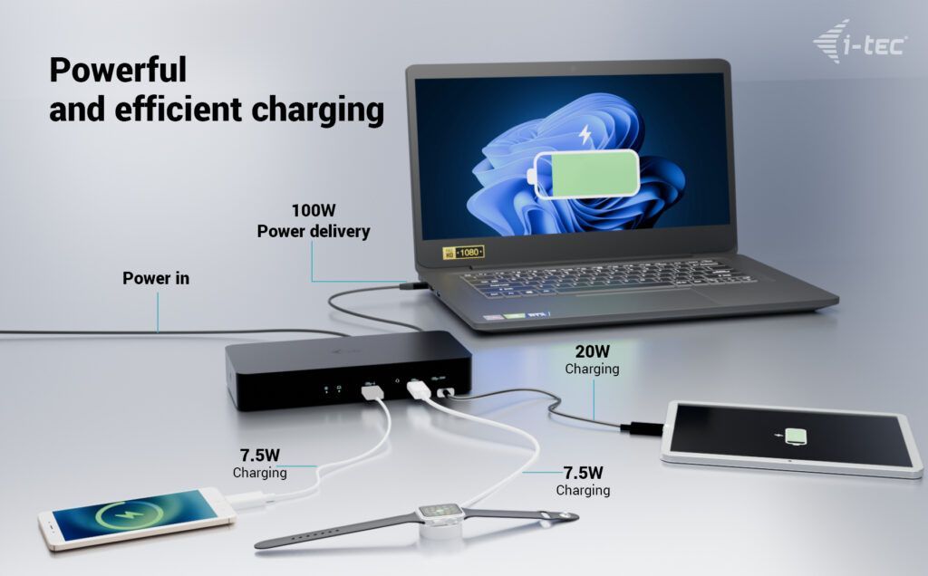 I-TEC Universal Intelligent Dual Display Docking Station + Power Delivery 100W I-TEC Universal Intelligent Dual Display Docking Station + Power Delivery 100W