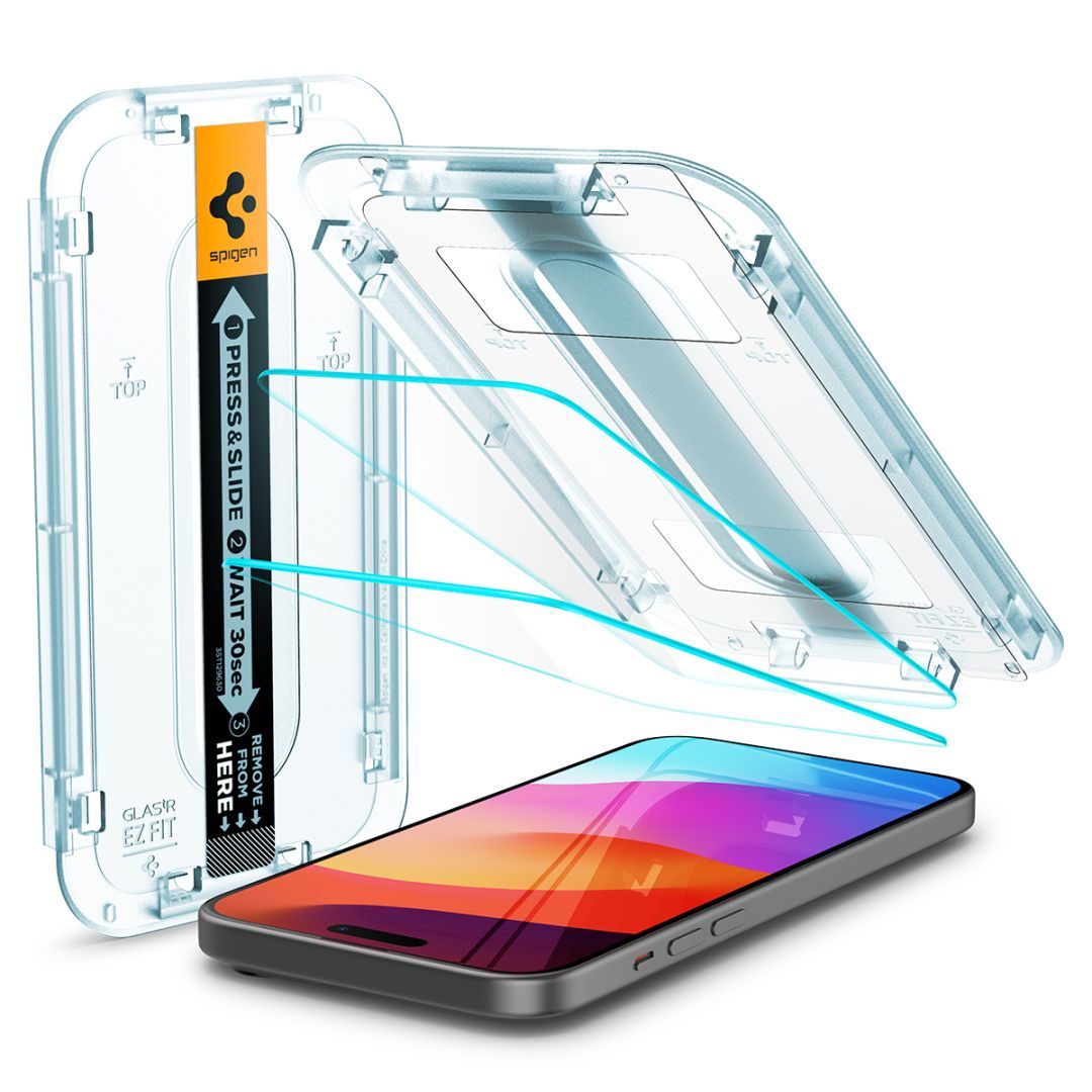 Spigen iPhone 15 Plus Screen Protector EZ FIT GLAS.tR Transparency (2 Pack) Spigen iPhone 15 Plus Screen Protector EZ FIT GLAS.tR Transparency (2 Pack)