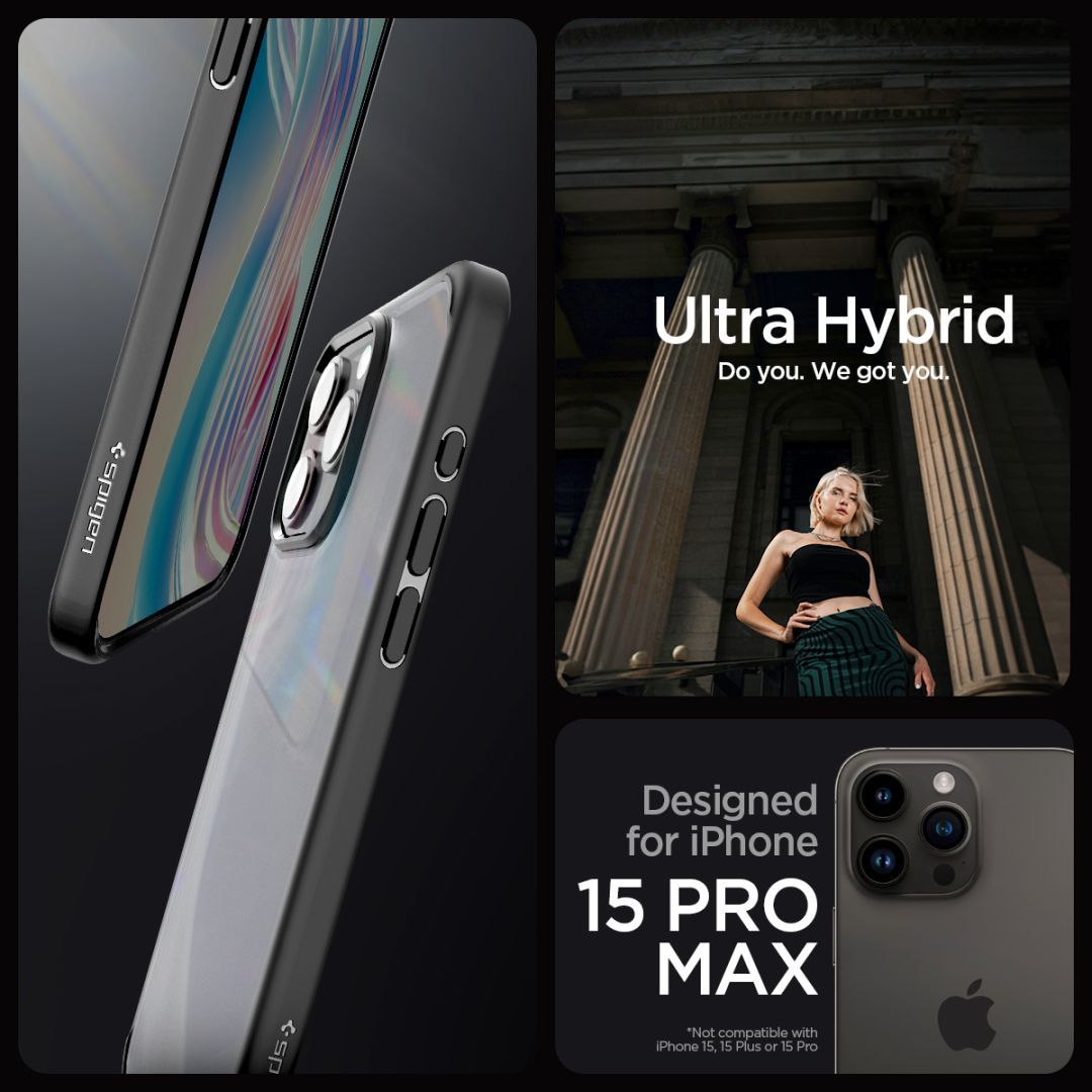 Spigen iPhone 15 Pro Max Case Ultra Hybrid Frost Black Spigen iPhone 15 Pro Max Case Ultra Hybrid Frost Black