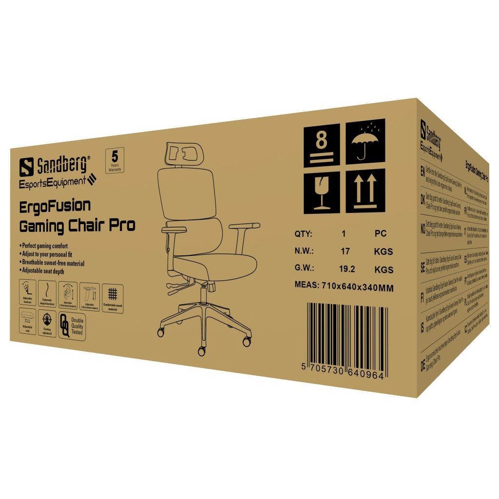 Sandberg ErgoFusion Gaming Chair Pro Black Sandberg ErgoFusion Gaming Chair Pro Black