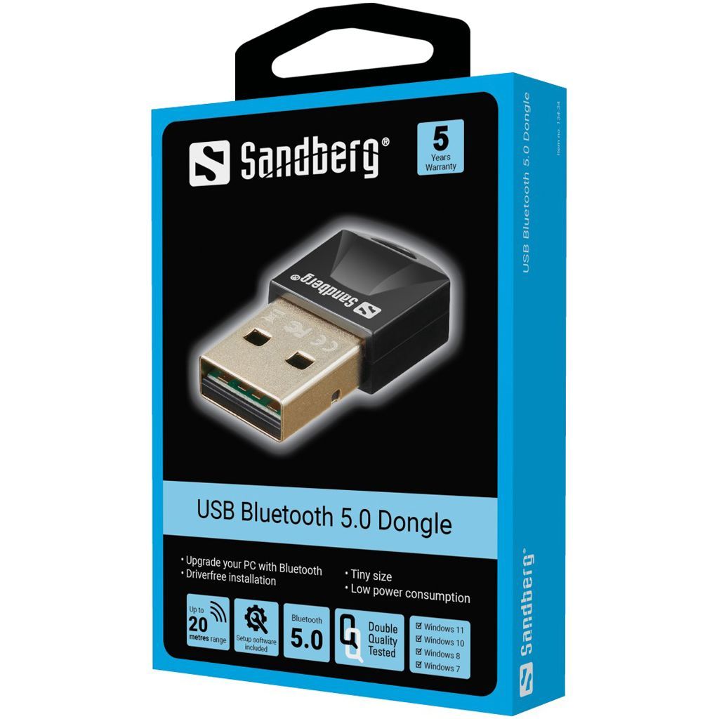 Sandberg Dongle Bluetooth 5.0 USB Adapter Black Sandberg Dongle Bluetooth 5.0 USB Adapter Black