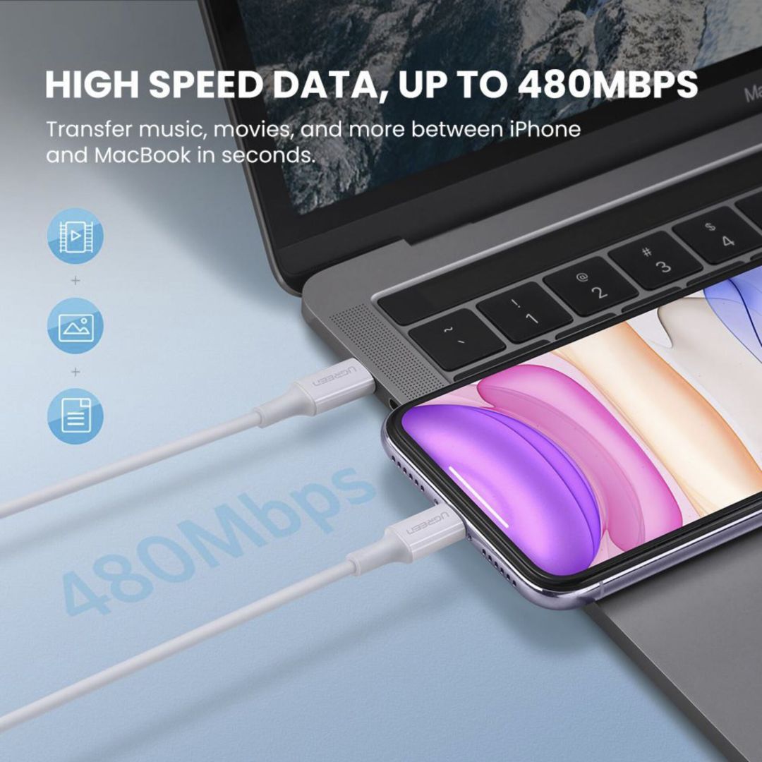 UGREEN Lightning To Type-C Cable 1m White UGREEN Lightning To Type-C Cable 1m White
