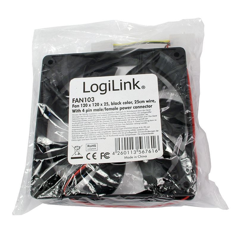 Logilink FAN103 12cm cooler Black Logilink FAN103 12cm cooler Black