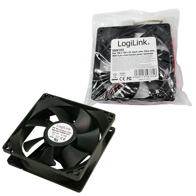 Logilink FAN103 12cm cooler Black Logilink FAN103 12cm cooler Black