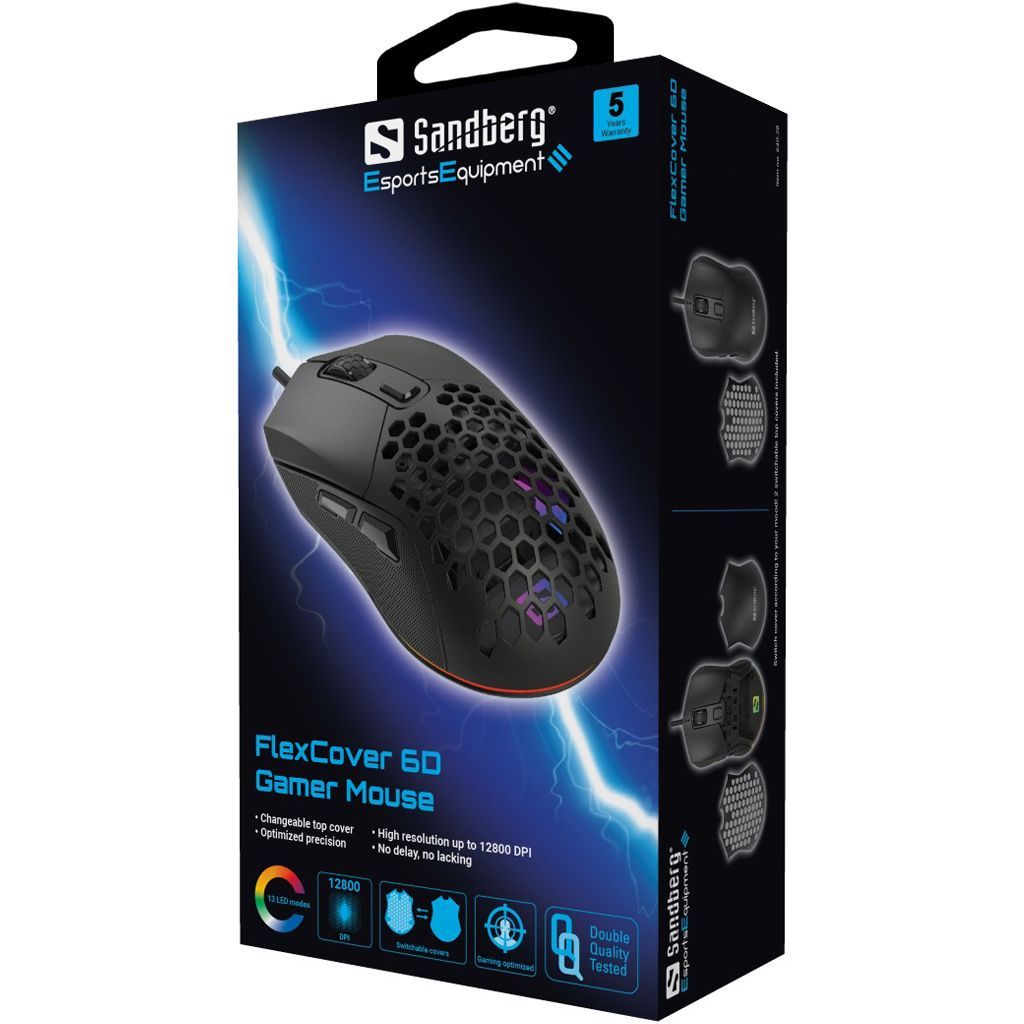 Sandberg FlexCover 6D Gamer mouse Black Sandberg FlexCover 6D Gamer mouse Black