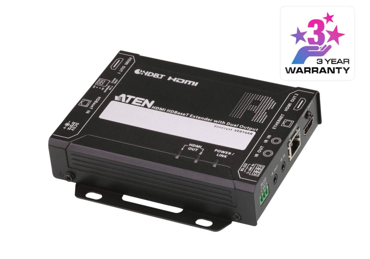 ATEN VE814AR HDMI HDBaseT Receiver with Dual Output (4K@100m) (HDBaseT Class A) ATEN VE814AR HDMI HDBaseT Receiver with Dual Output (4K@100m) (HDBaseT Class A)
