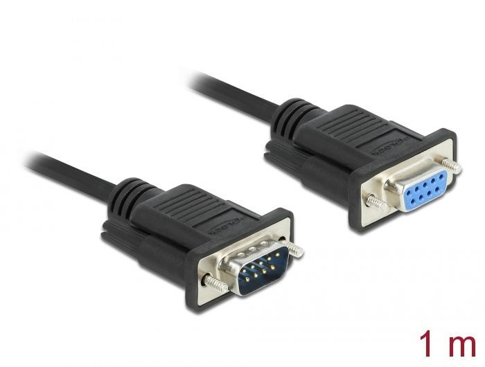 DeLock Serial Cable RS-232 D-Sub9 male to female with narrow plug housing 1m DeLock Serial Cable RS-232 D-Sub9 male to female with narrow plug housing 1m