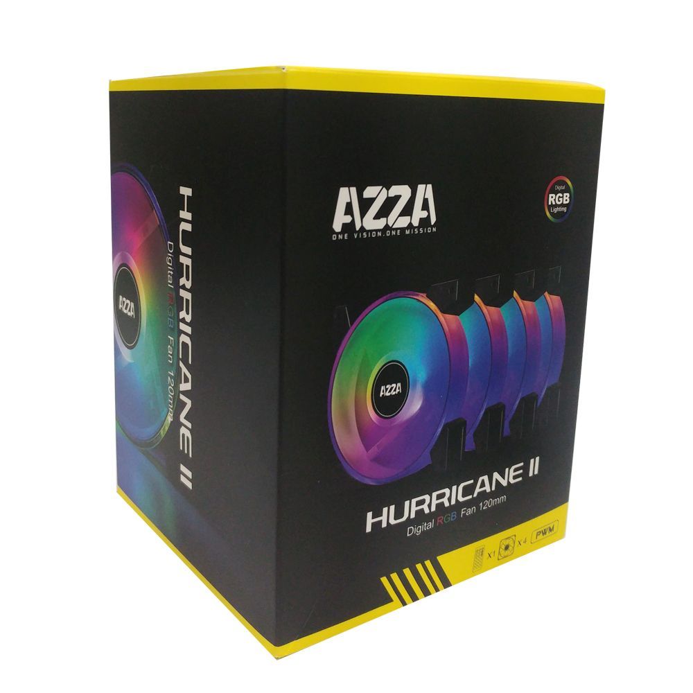 AZZA Hurricane II Digital RGB Fan 4x120mm + RF Remote control