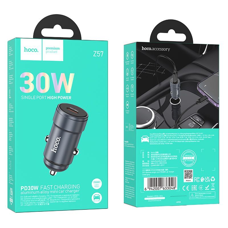 Hoco Z57 Mini car charger PD30W Black Hoco Z57 Mini car charger PD30W Black
