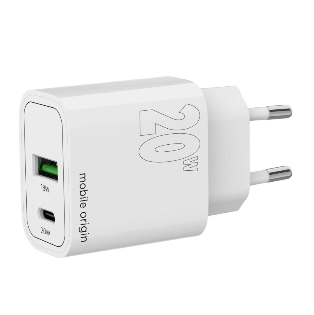 Mobile Origin PD20W Wall Charger MO12, 1 USB-A + 1 USB-C