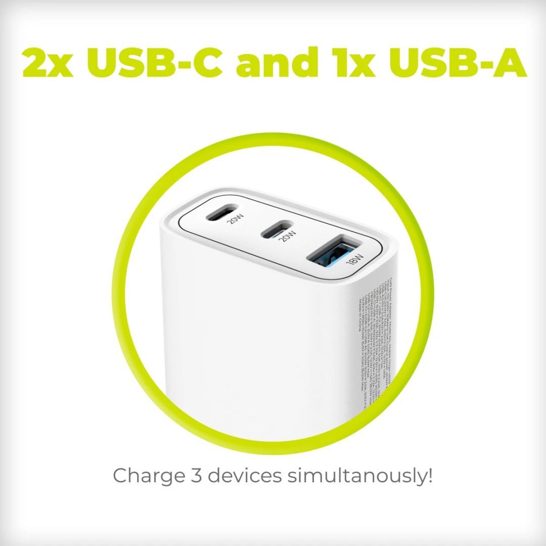Mobile Origin GaN 40W Wall Charger MO13, 1 USB-A + 2 USB-C