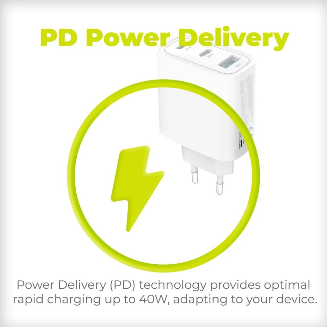 Mobile Origin GaN 40W Wall Charger MO13, 1 USB-A + 2 USB-C