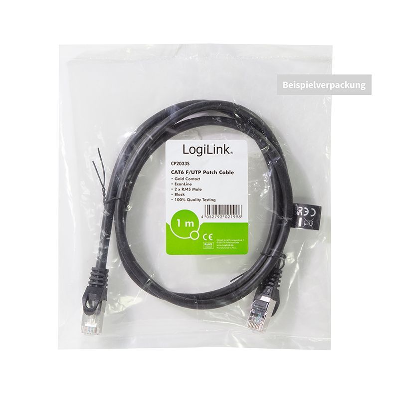 Logilink CAT6 F-UTP Patch Cable 7,5m Black Logilink CAT6 F-UTP Patch Cable 7,5m Black